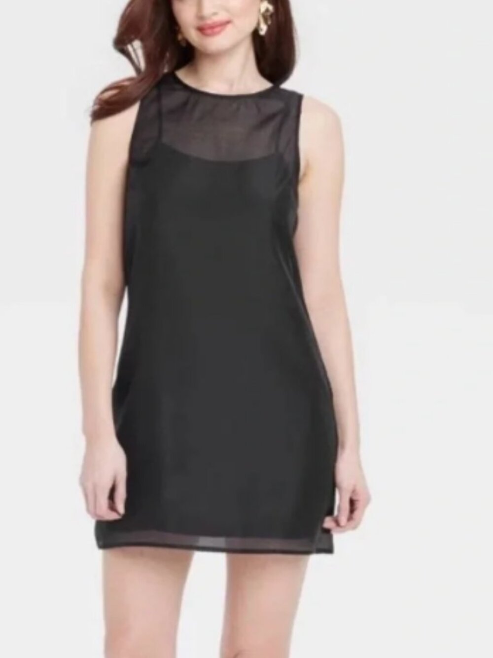A New Day Sleeveless Sheer Little Black Dress